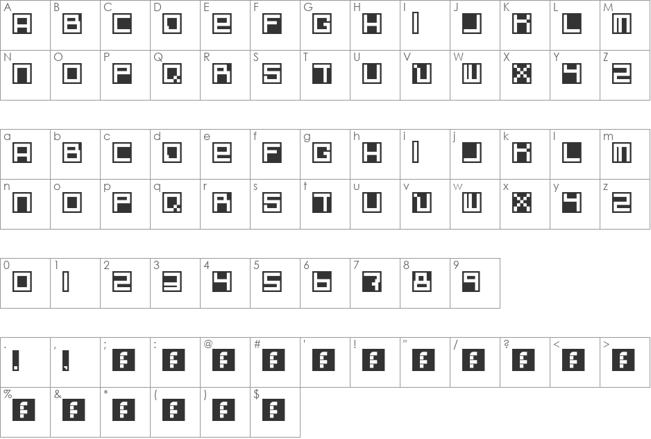 whiteonbox font character map preview