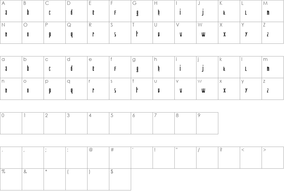 Biohazard font character map preview