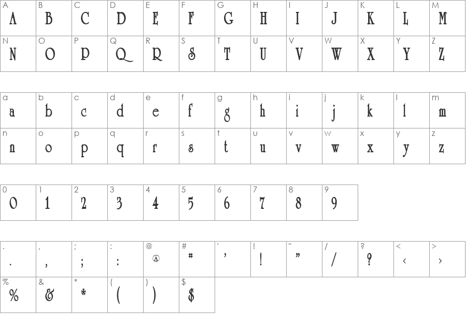 Whitman font character map preview