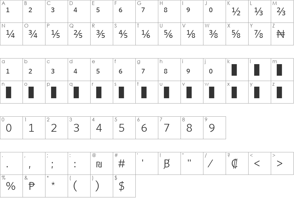 Whitney Numeric - Book font character map preview