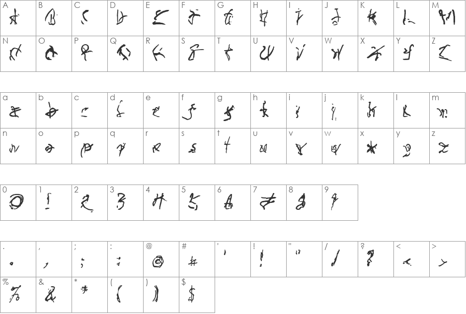 Biolid font character map preview