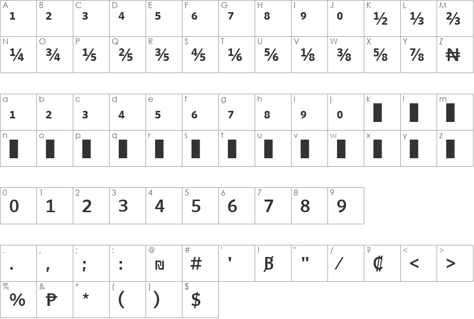 Whitney Numeric - Semibold font character map preview