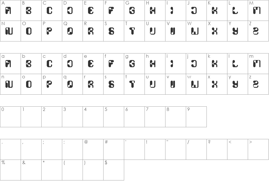 biological font character map preview