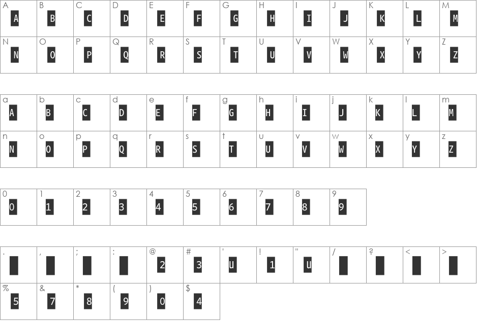 WhitneyIndexBlack font character map preview