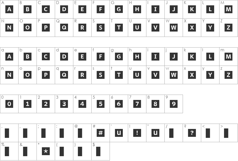 WhitneyIndexBlack-Square-Bold font character map preview