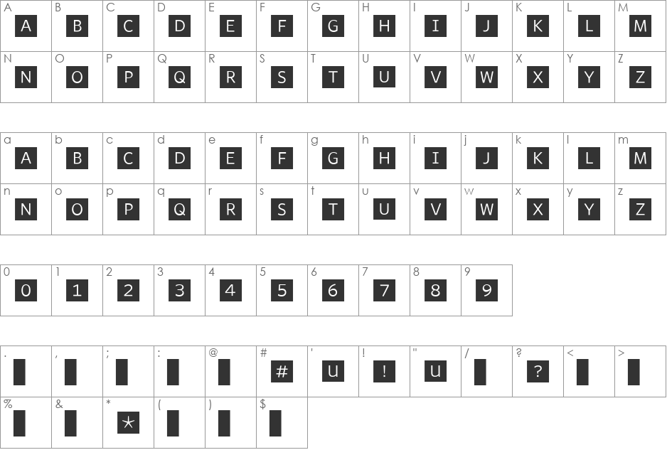 WhitneyIndexBlack-Square-Light1 font character map preview