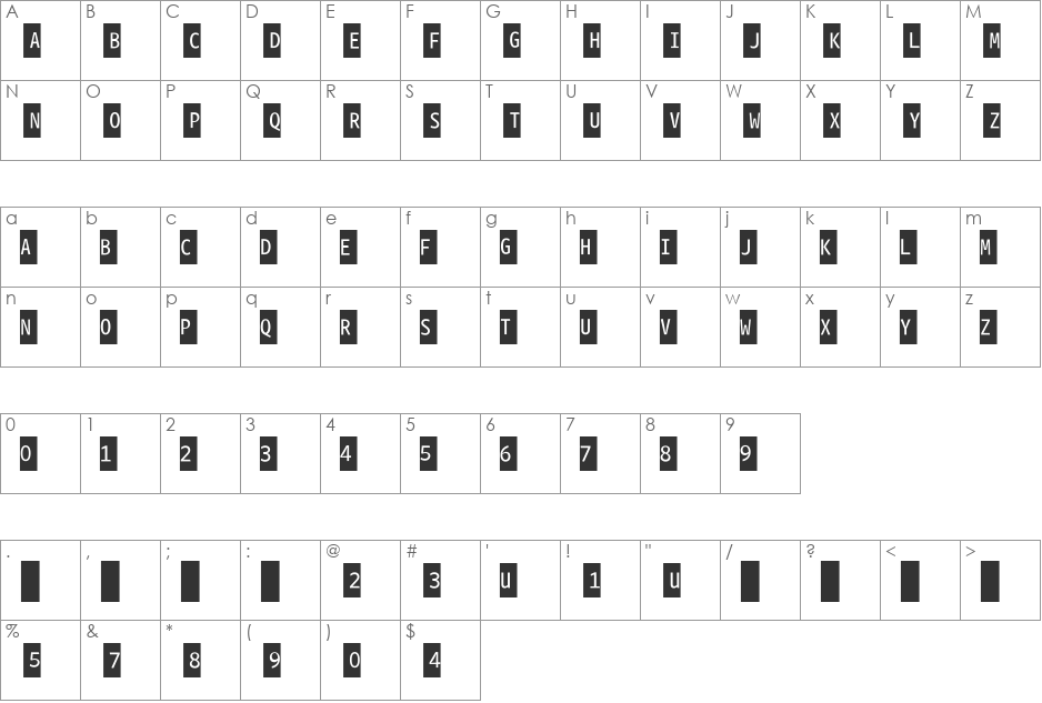 WhitneyIndexBlack-Square-Light2 font character map preview