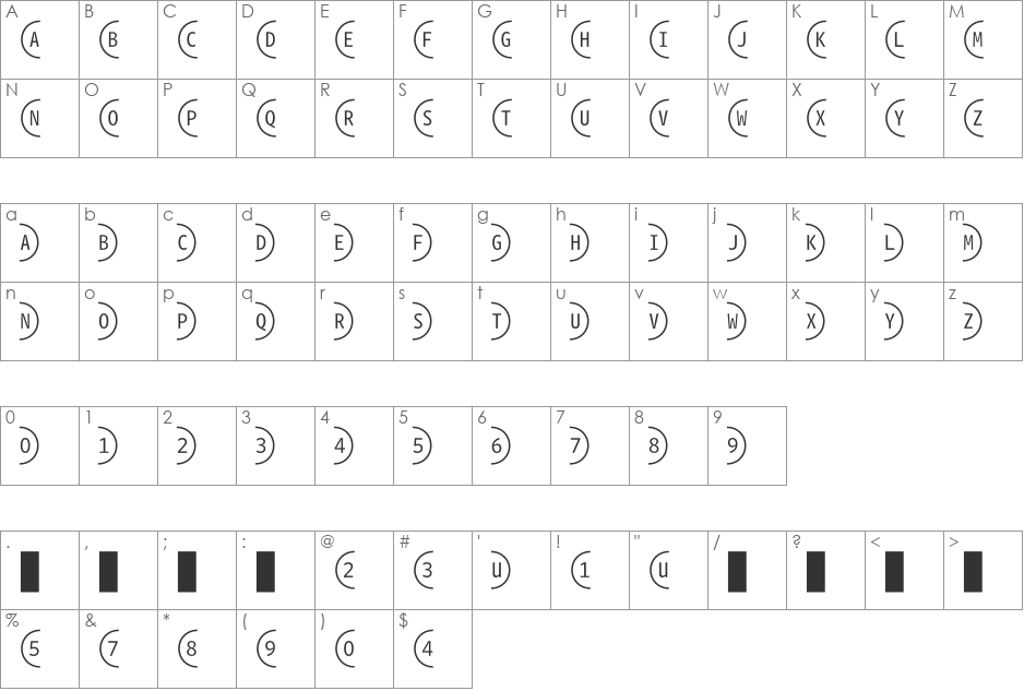 WhitneyIndexWhite font character map preview