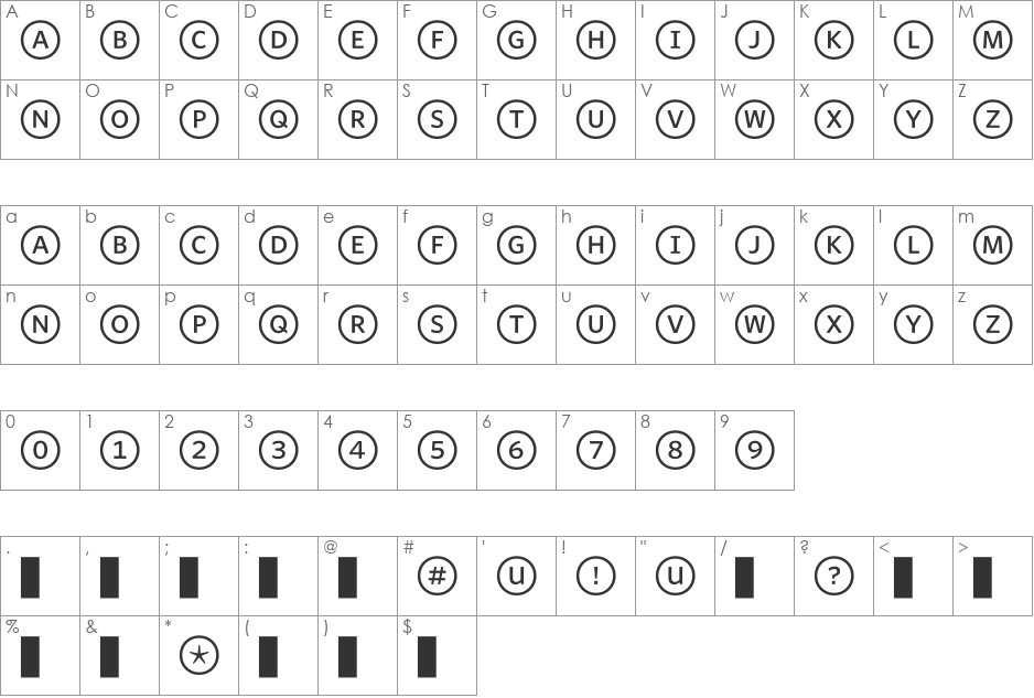 WhitneyIndexWhite font character map preview