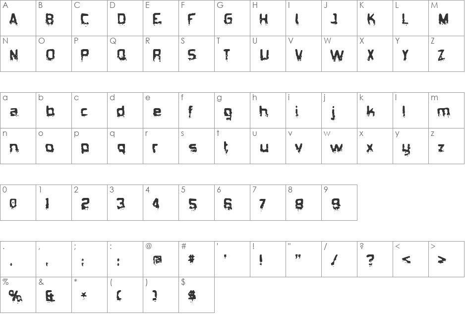 Biometric Joe font character map preview