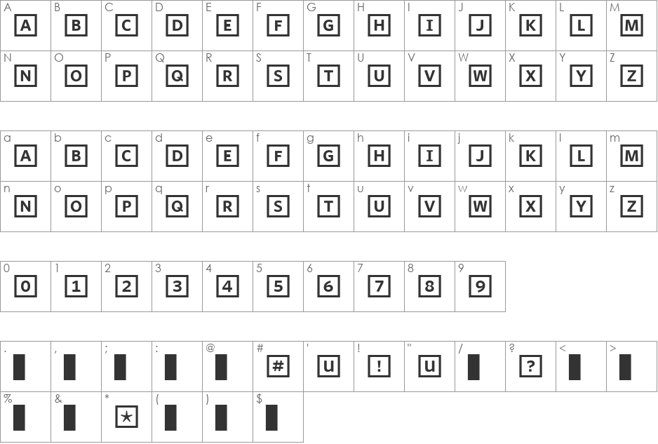 WhitneyIndexWhite-Square-Bold font character map preview