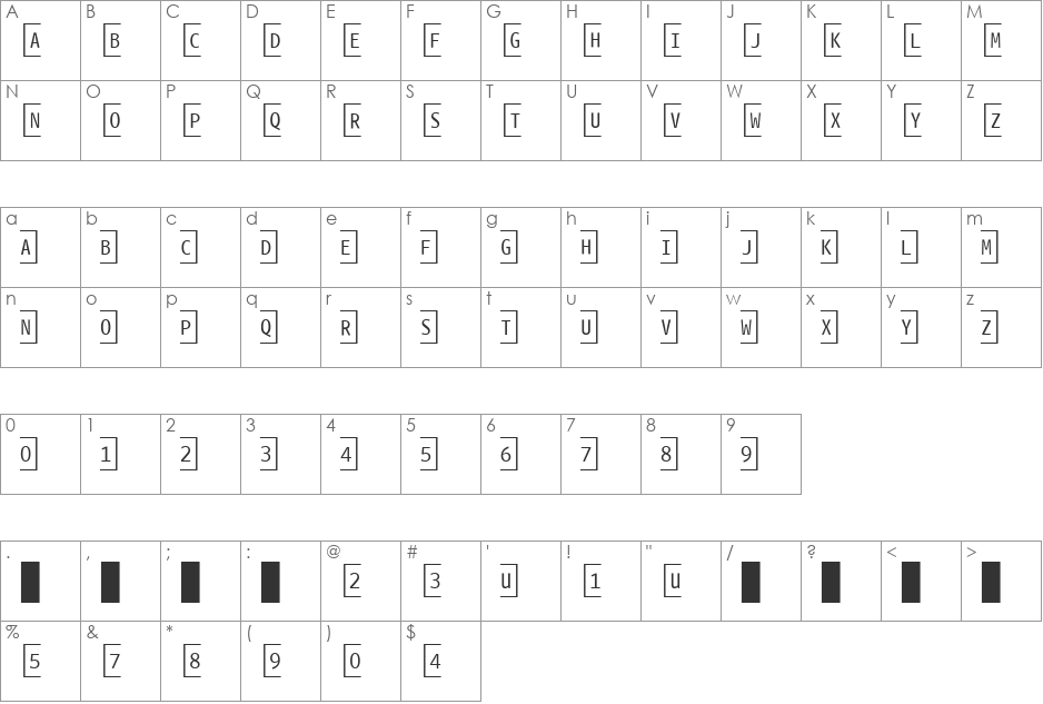 WhitneyIndexWhite-Square-Light2 font character map preview