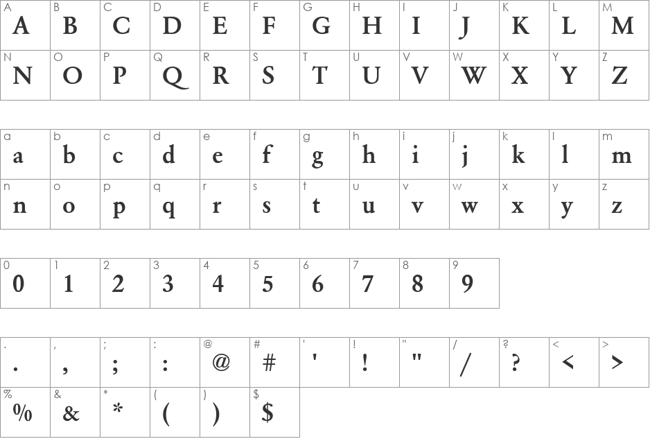 WhittiedMedium- font character map preview