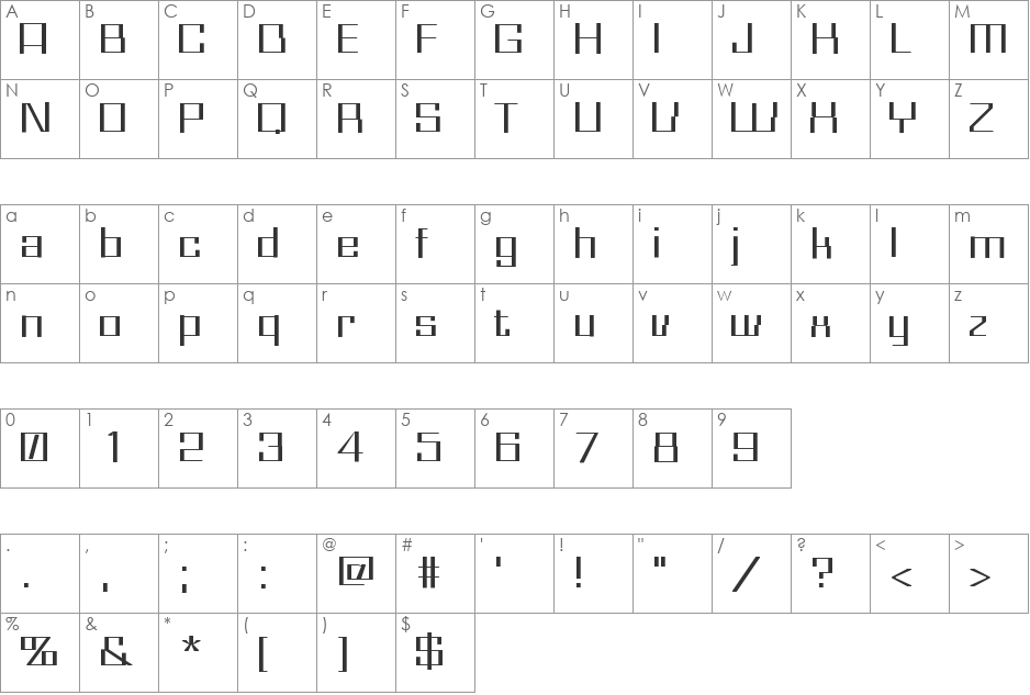 Whiz Kid font character map preview