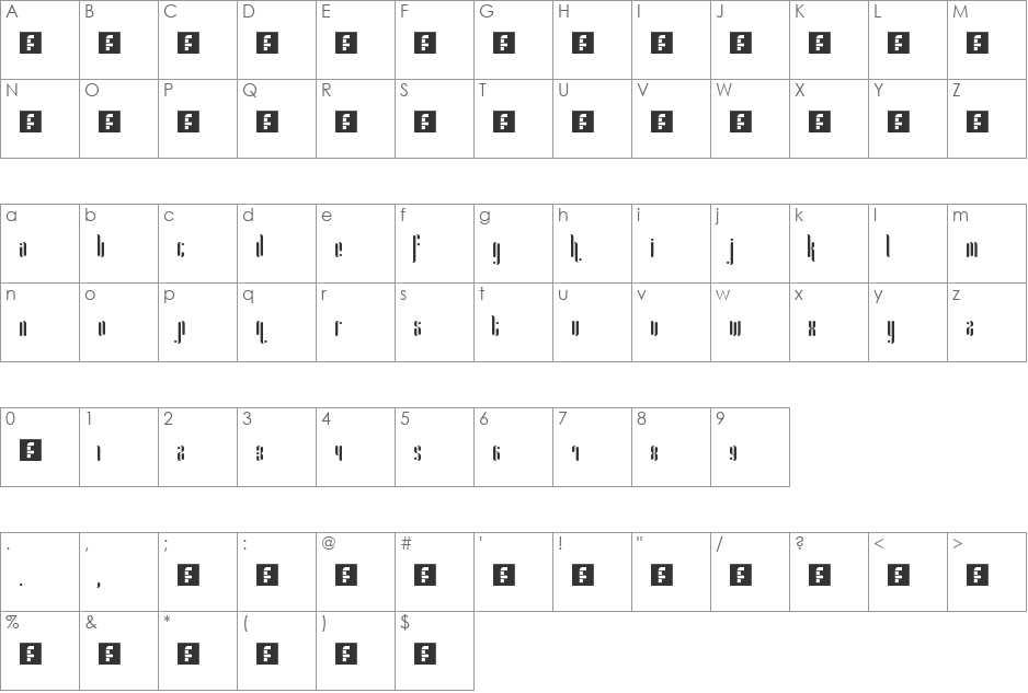 Whoopee font character map preview