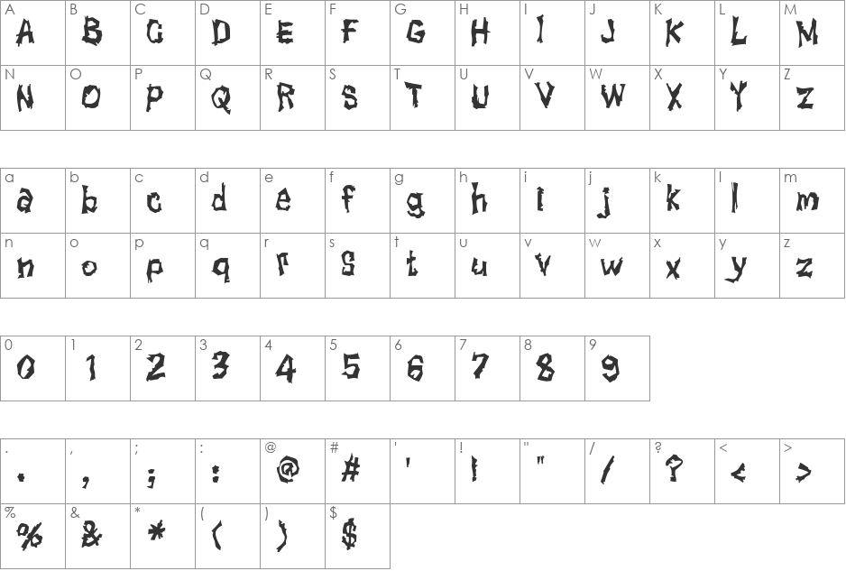WhosFrank font character map preview