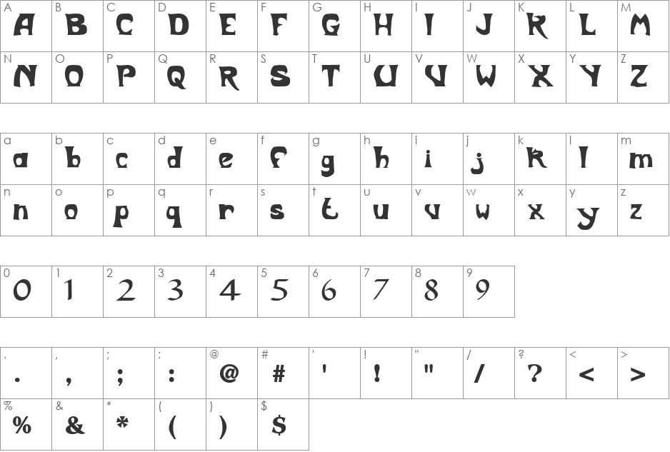 WhosItFont42 font character map preview