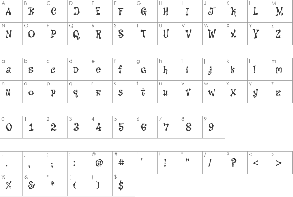 Why Kee Kee font character map preview