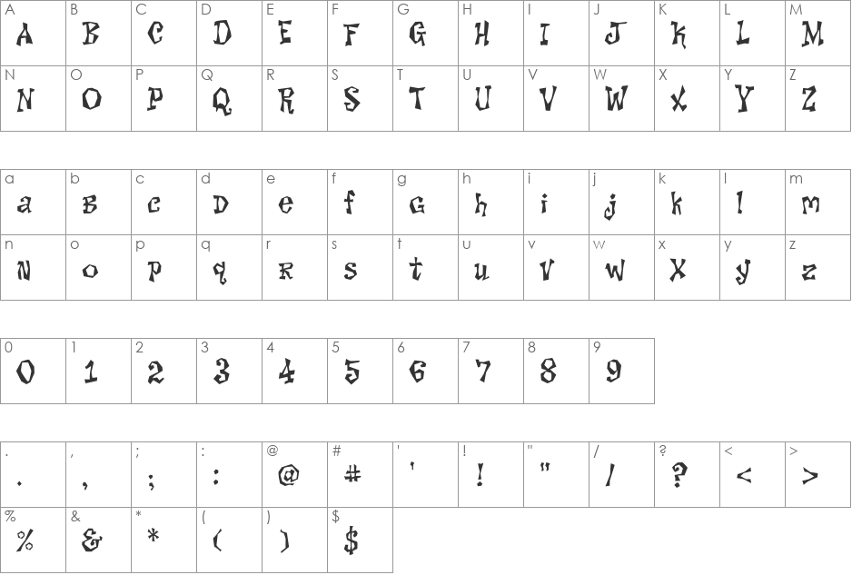 WhyKeeKee font character map preview
