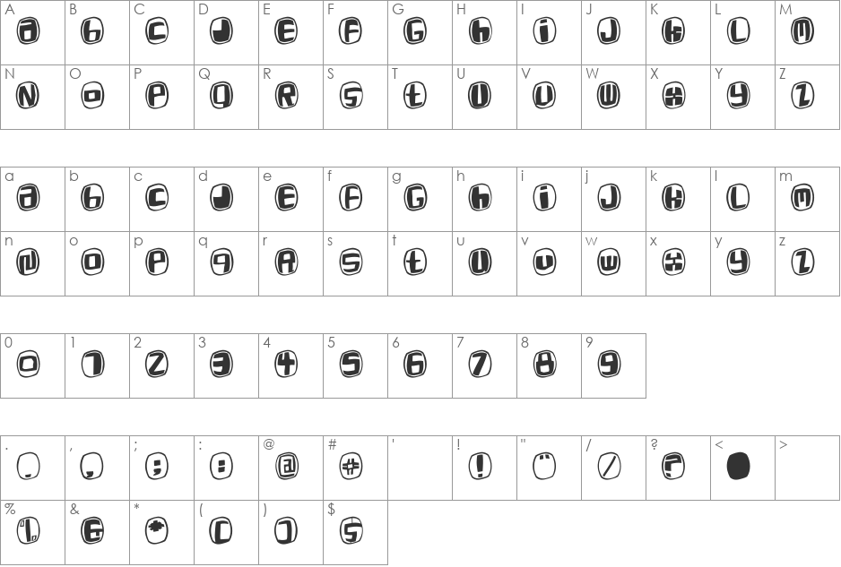 WhyMar font character map preview