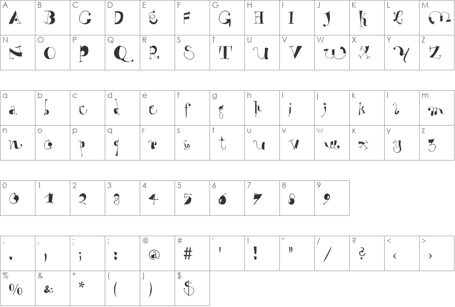 WhyNotEF font character map preview