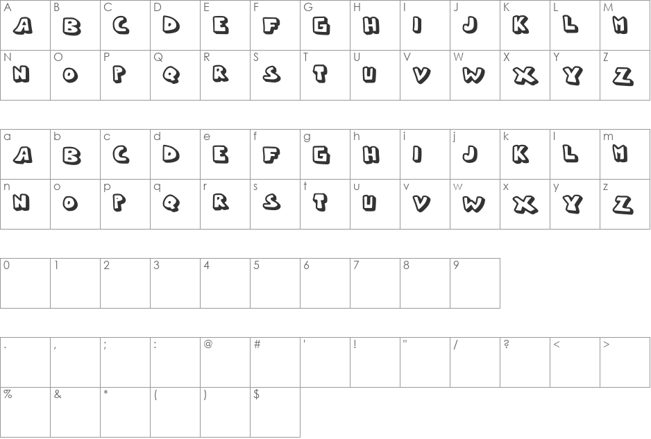 Whypo font character map preview