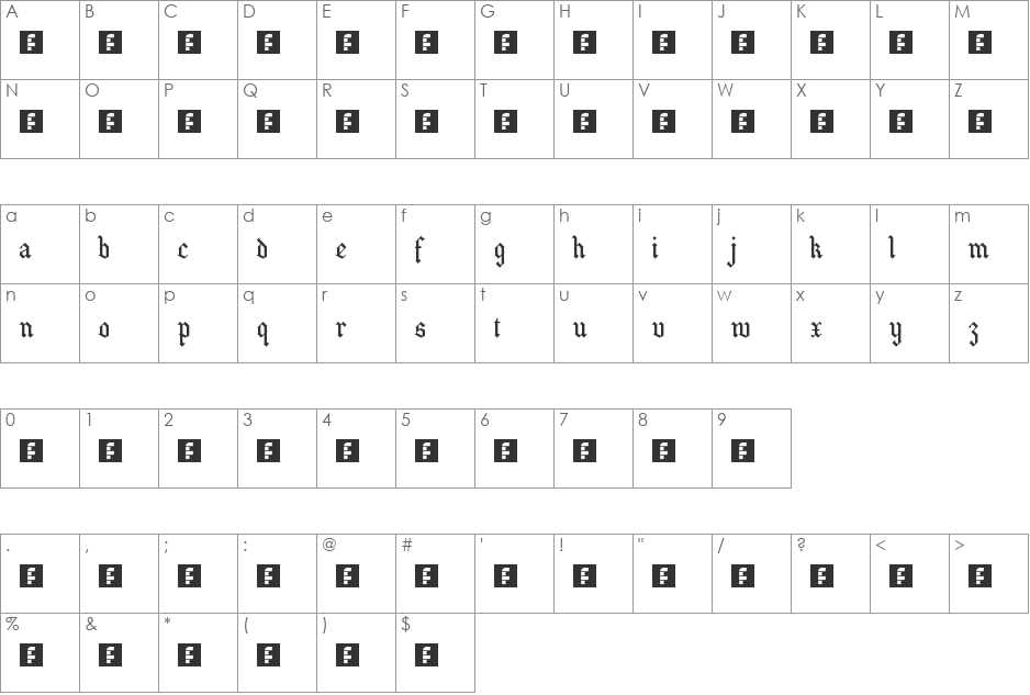 wickedy font character map preview