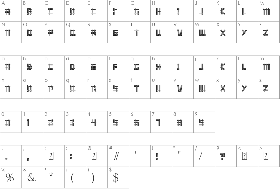 wicker man font character map preview