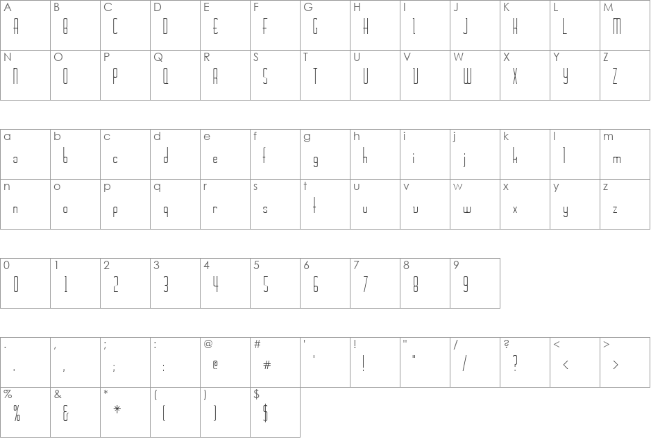 WickerSSK font character map preview