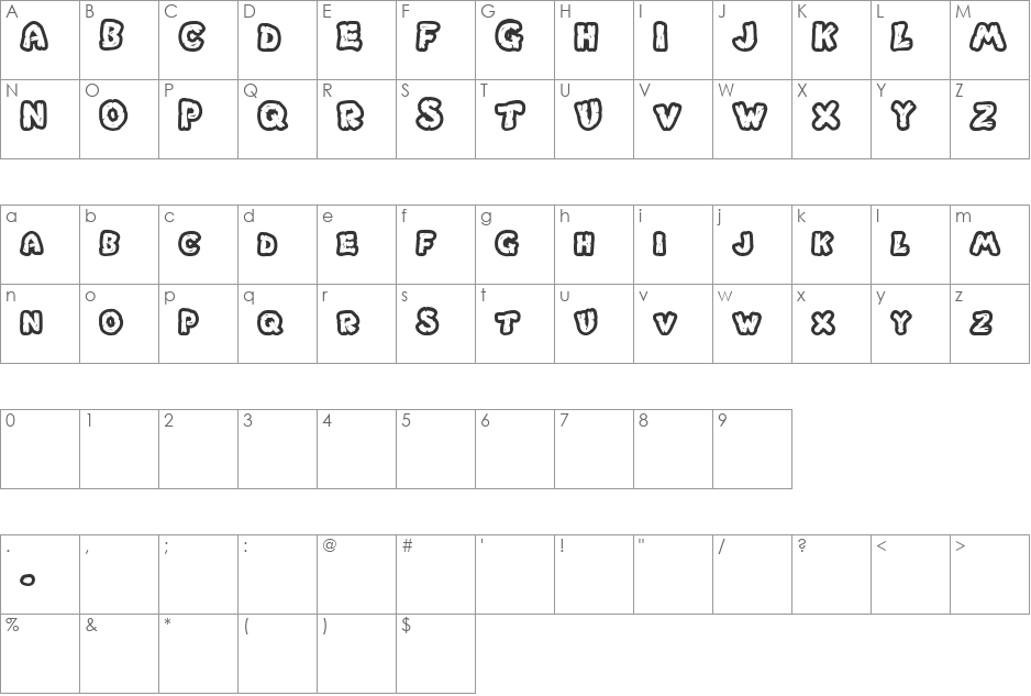 Wicky Sans font character map preview