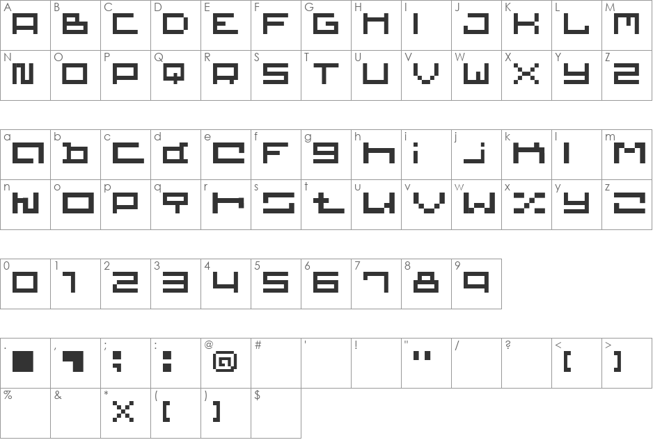 wickywirus font character map preview