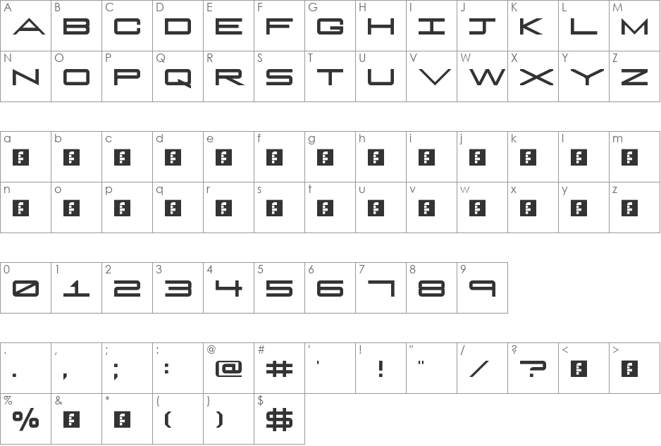 Wide font character map preview