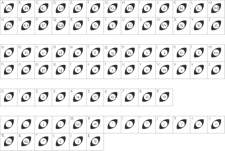 Wide Eyed font character map preview
