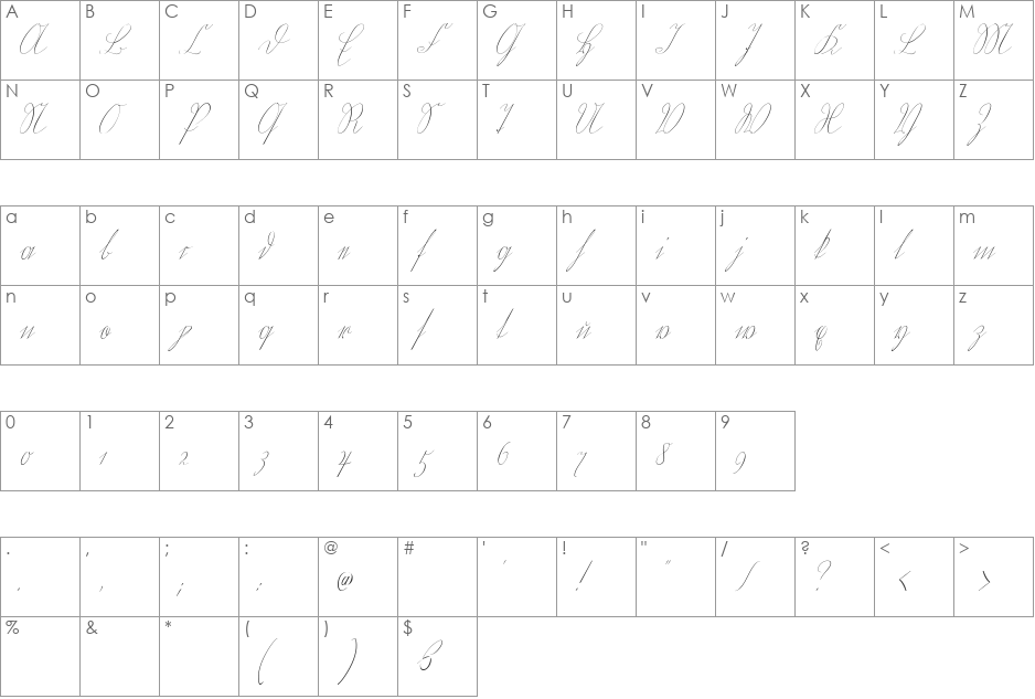 Wiegel Kurrent font character map preview