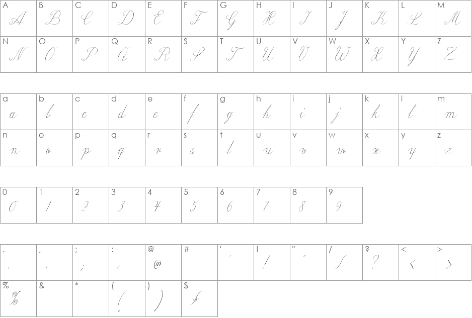 Wiegel Latein Medium font character map preview