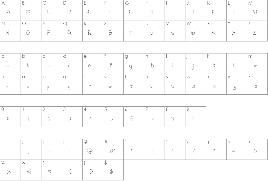 Wierd font character map preview