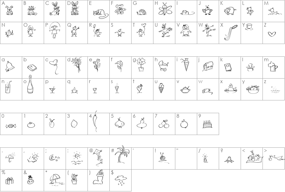 Wiesbaden Swing Dingbats font character map preview