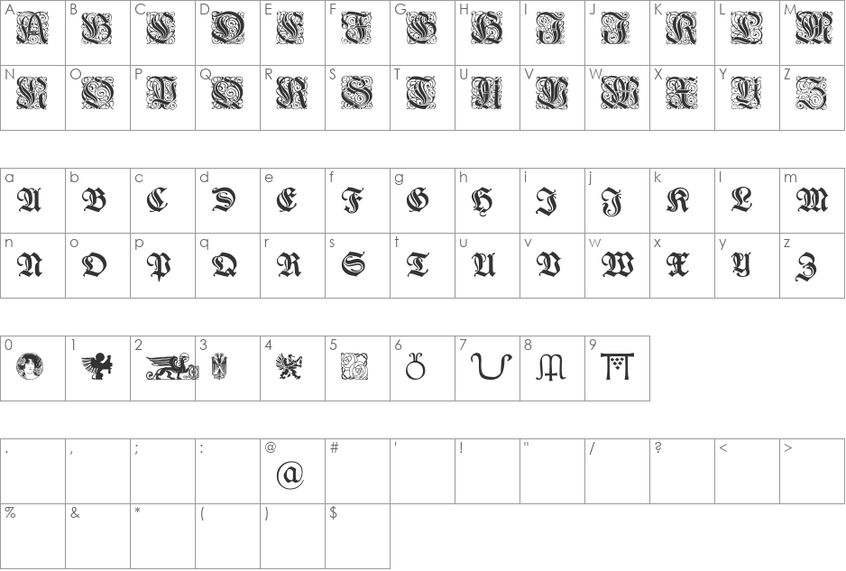WieynkFrakturInitialen font character map preview