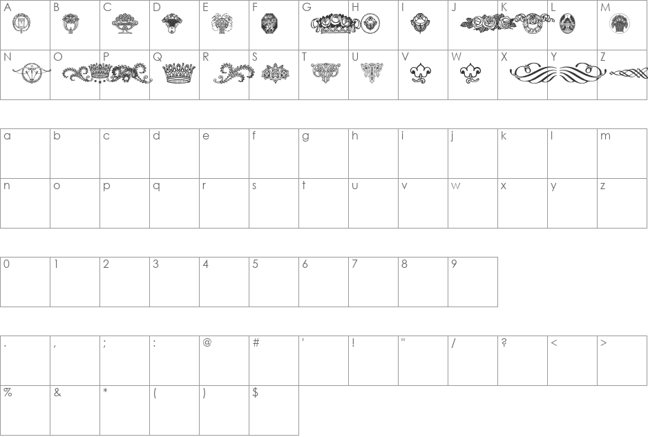 WieynkFrakturVignetten font character map preview
