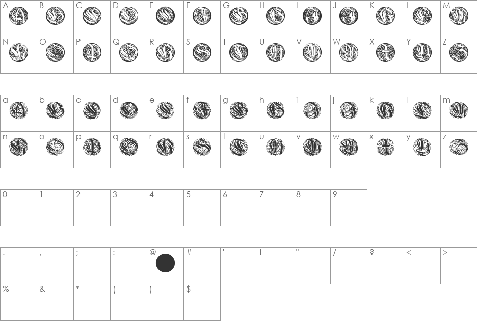 WieynkFrakturZier font character map preview