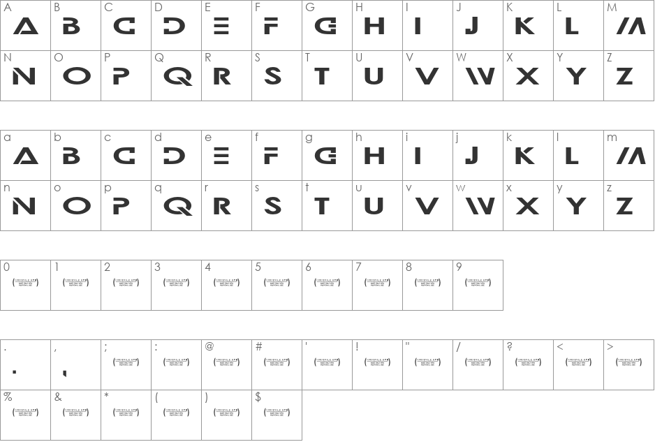Wila Milita font character map preview