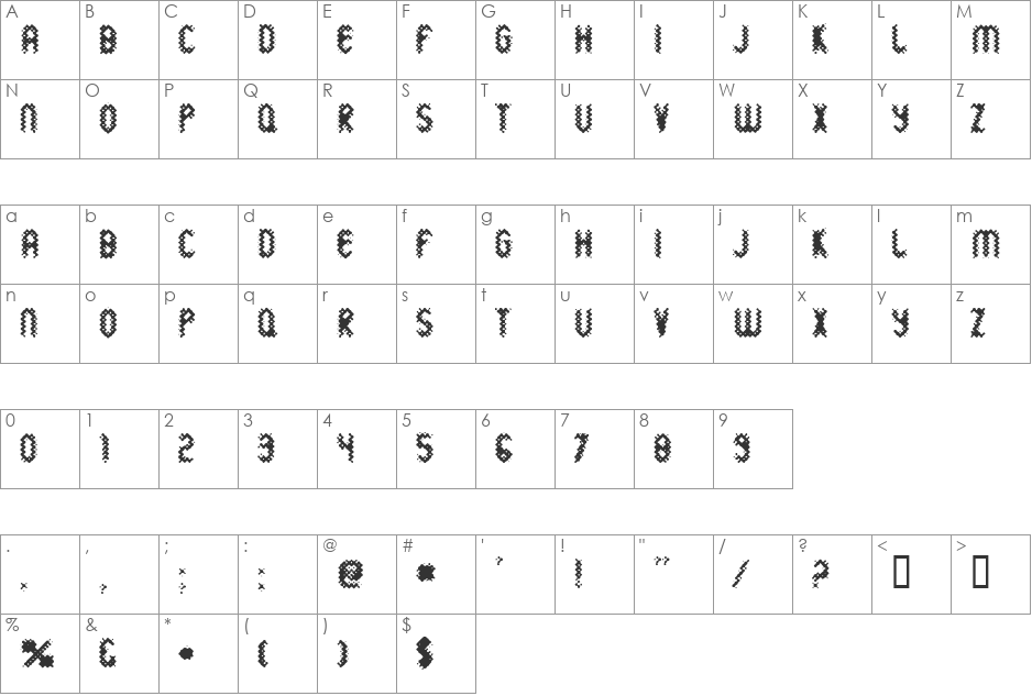 Wild Sewerage font character map preview