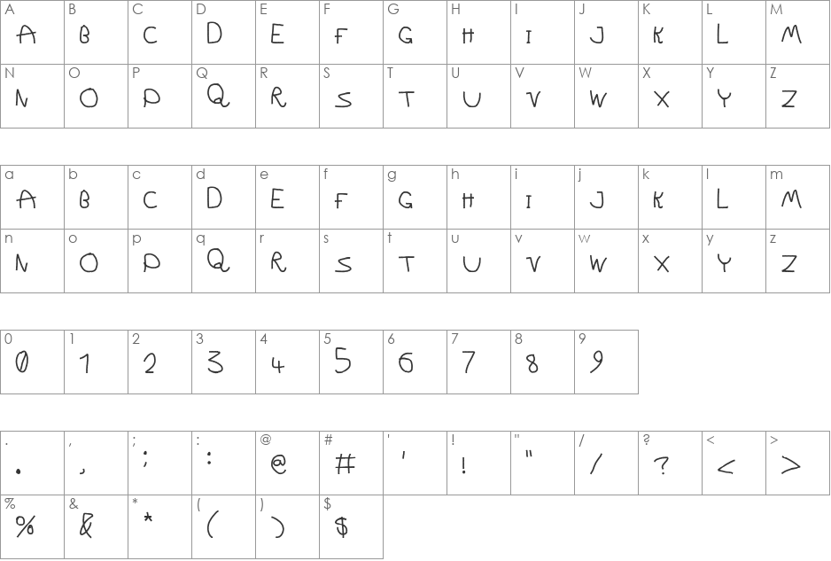 Wild Show font character map preview