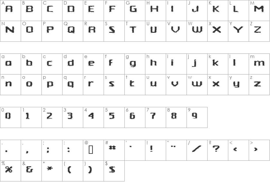 Wild Storm font character map preview