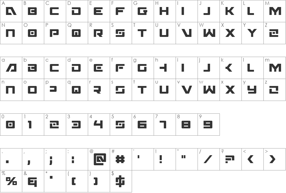 Wildcard  Condensed font character map preview