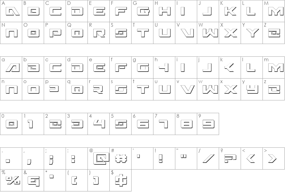 Wildcard 3D font character map preview