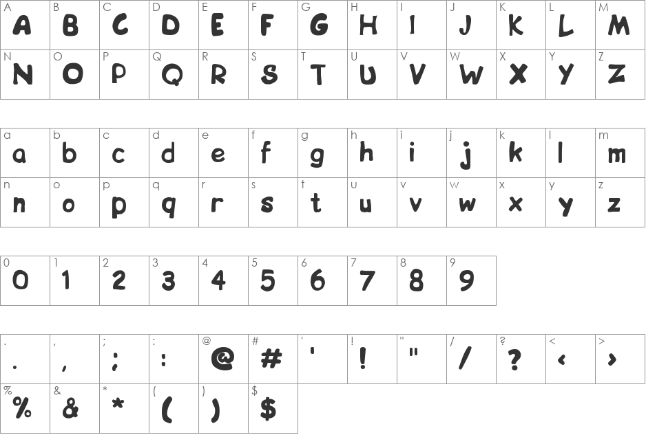 BIP font character map preview
