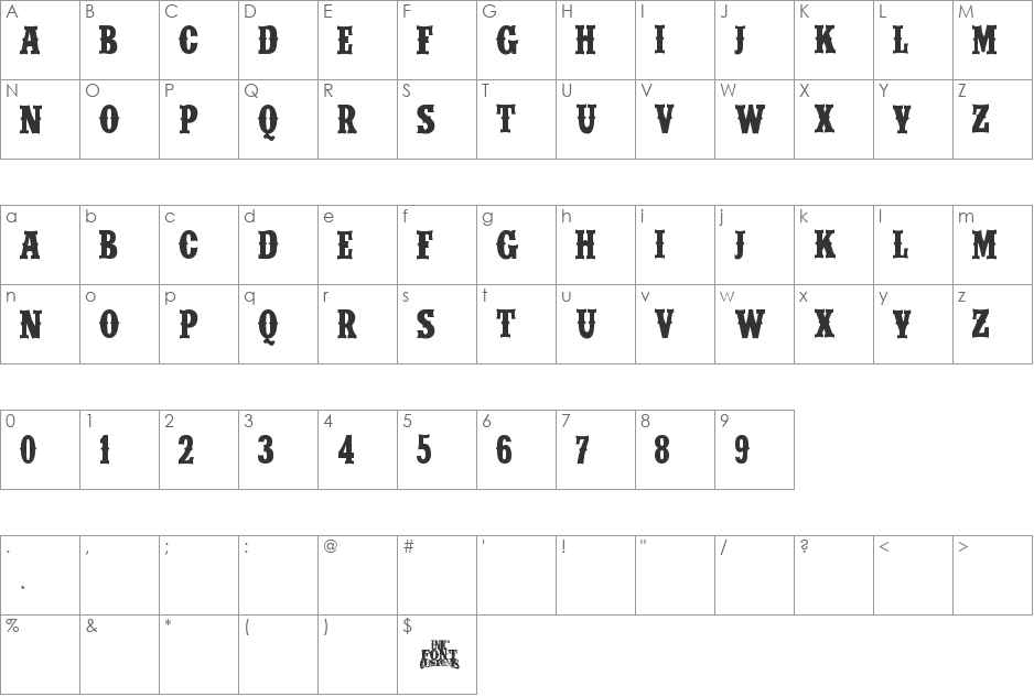 WILDRODEO font character map preview