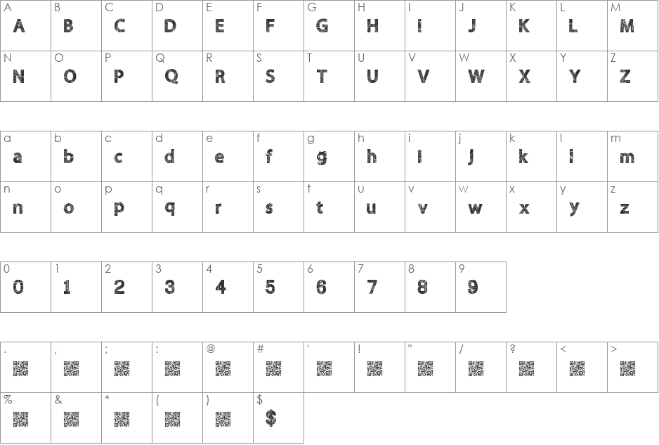 WildScratch font character map preview