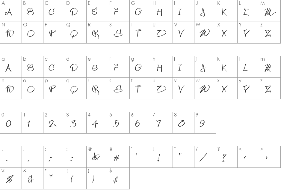 Wildstyle font character map preview